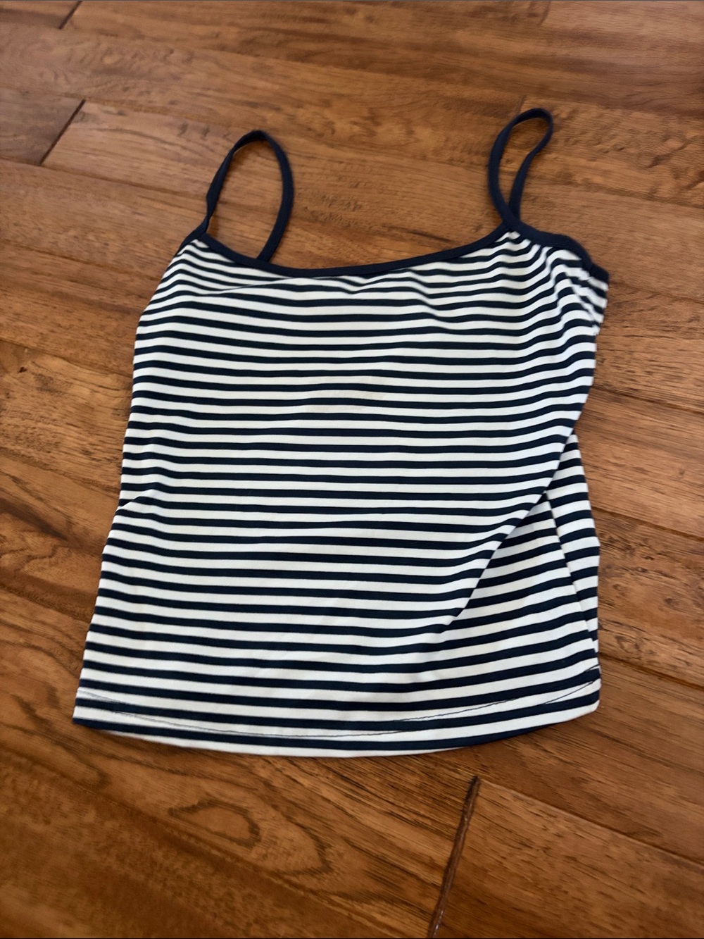 SHEIN Navy and White Striped Spaghetti Strap Tank Top